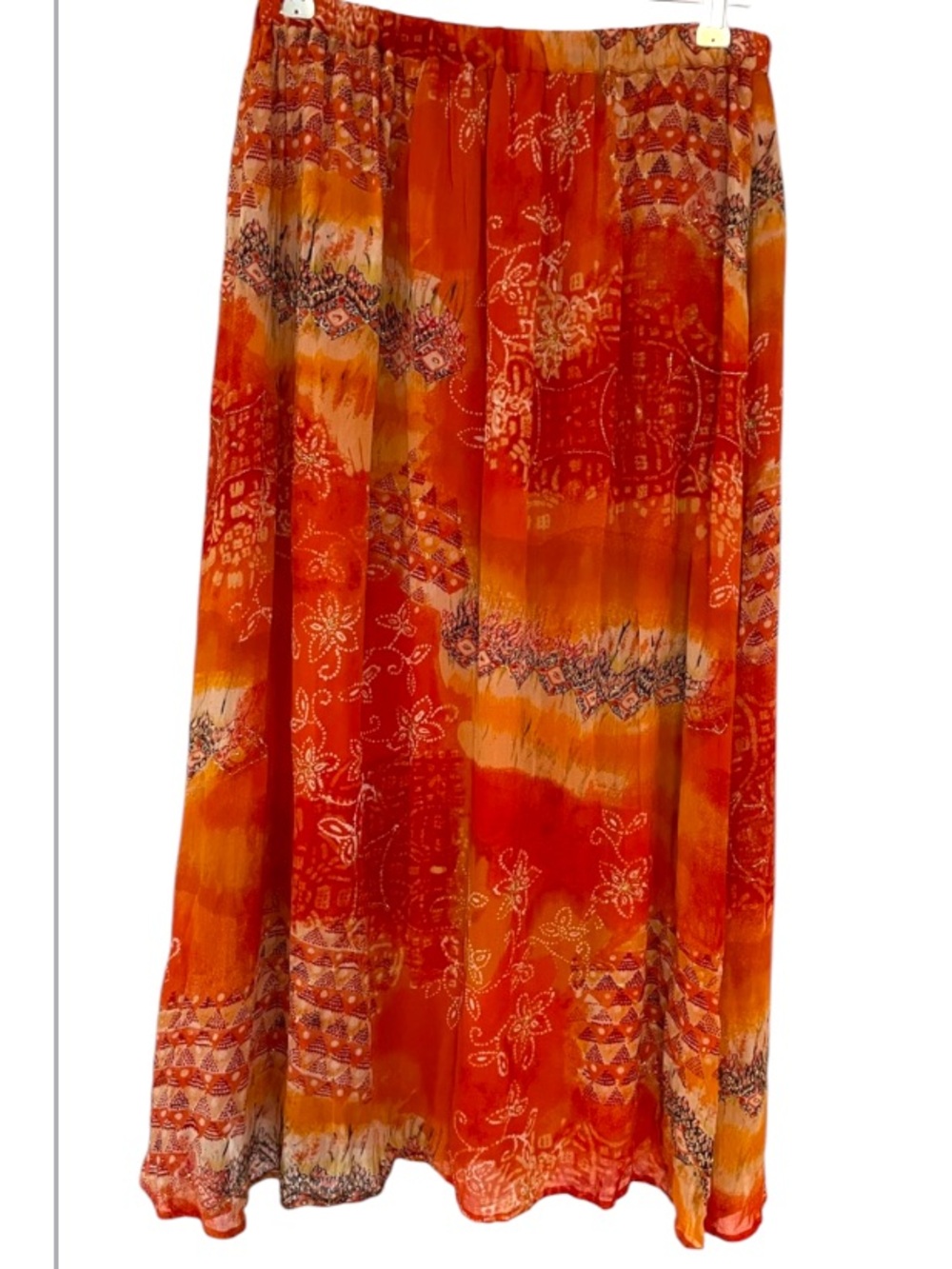 Whimsical orange with glitter Maxi Skirt by Coldwater Creek Sz PXL Pull on